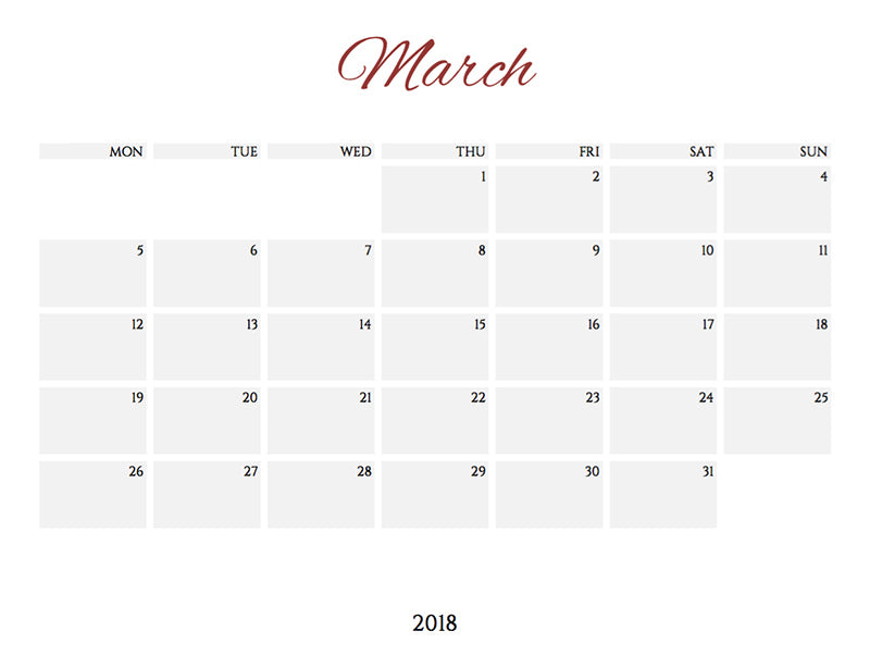 Free 2018 Printable Calendar