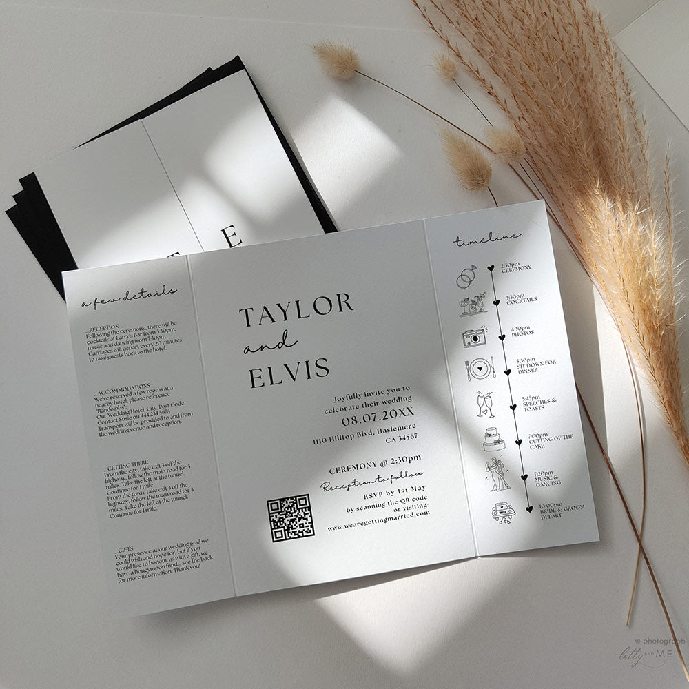 Black and white wedding invitations