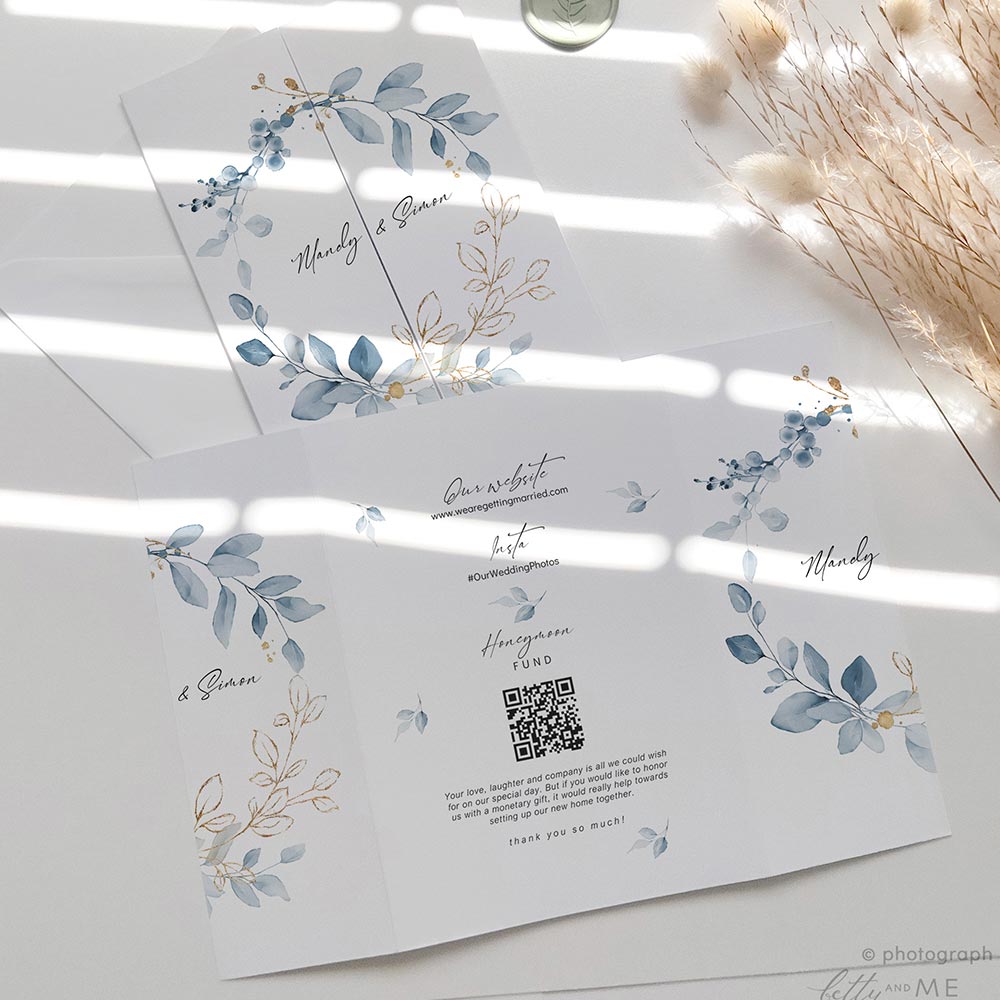 Dusty Blue Gatefold Wedding Invitations