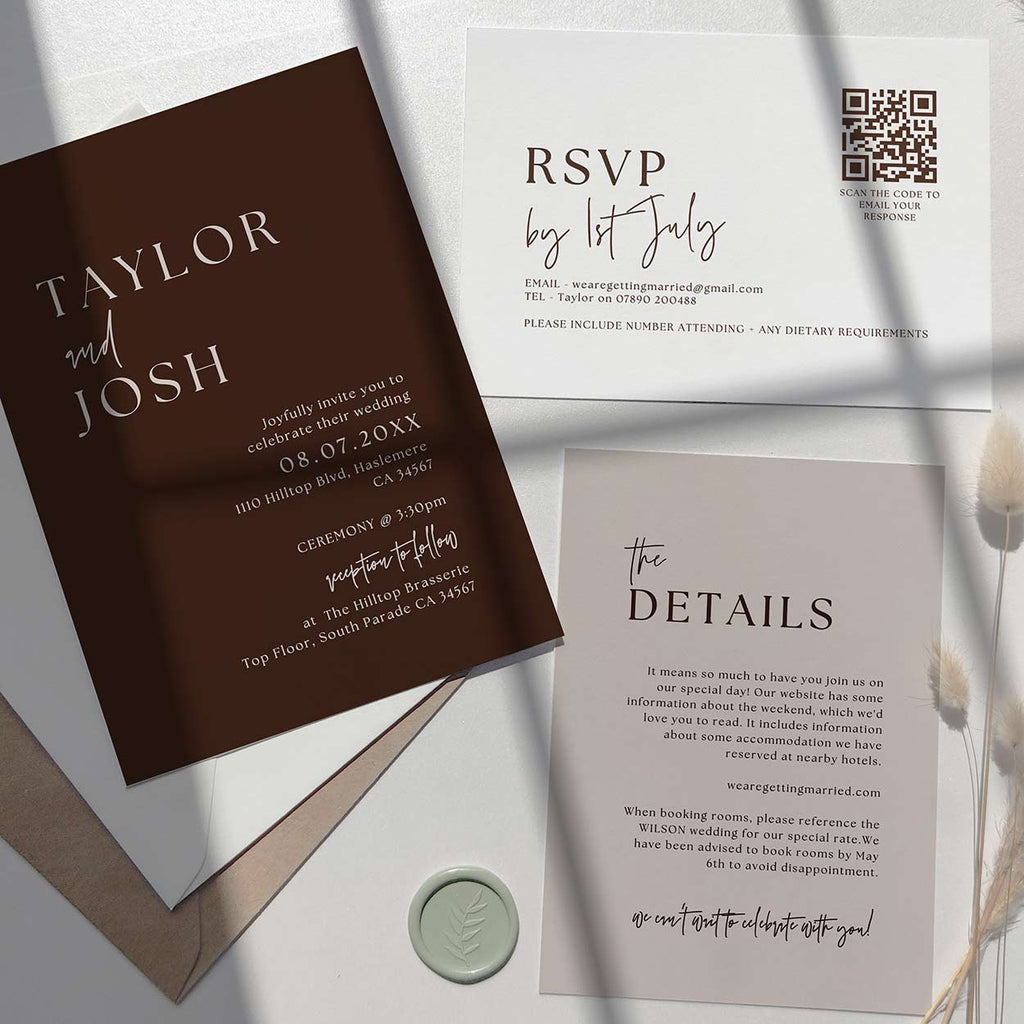 Brown Invitation, Beige Invitations