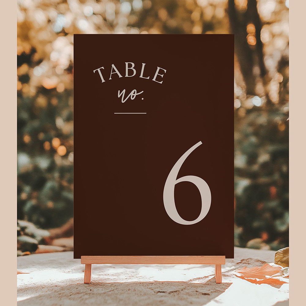 Espresso brown table numbers