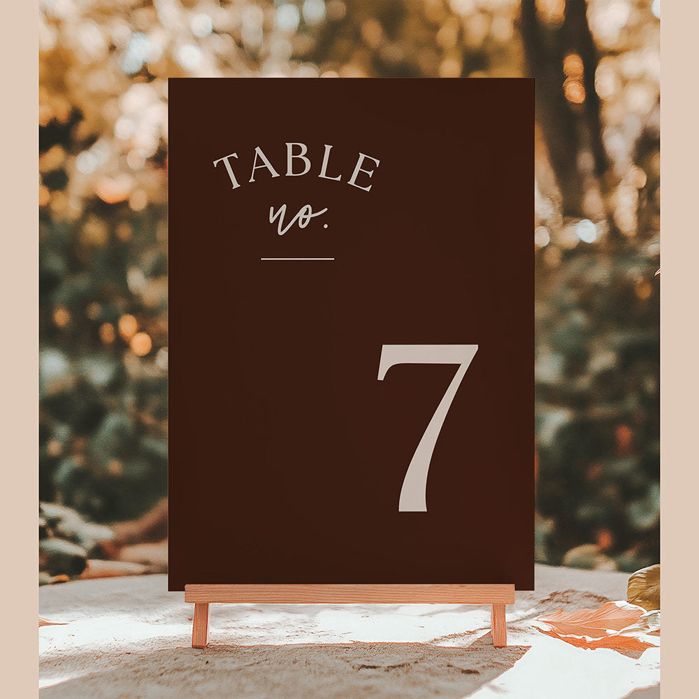 Dark brown espresso table numbers