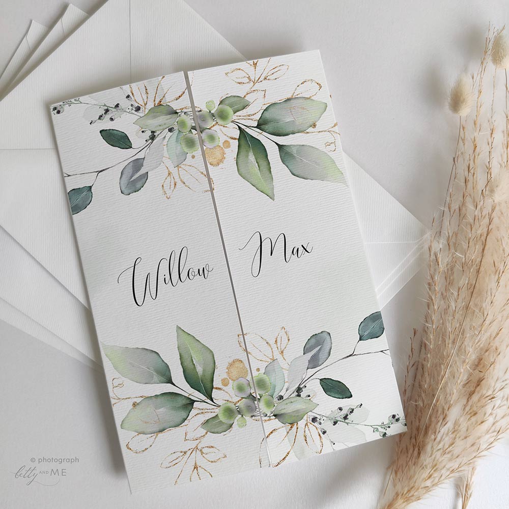 Eucalyptus Gatefold Wedding Invitations
