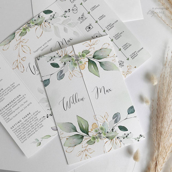 eucalyptus wedding invitations
