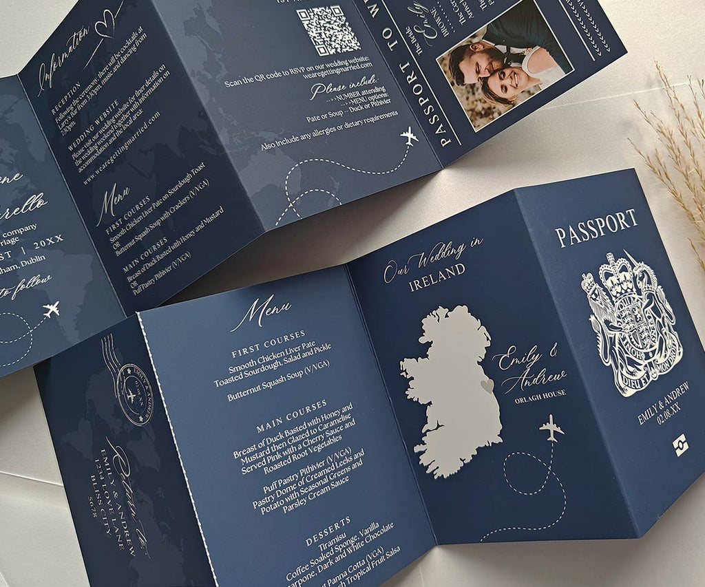 French navy wedding invitations