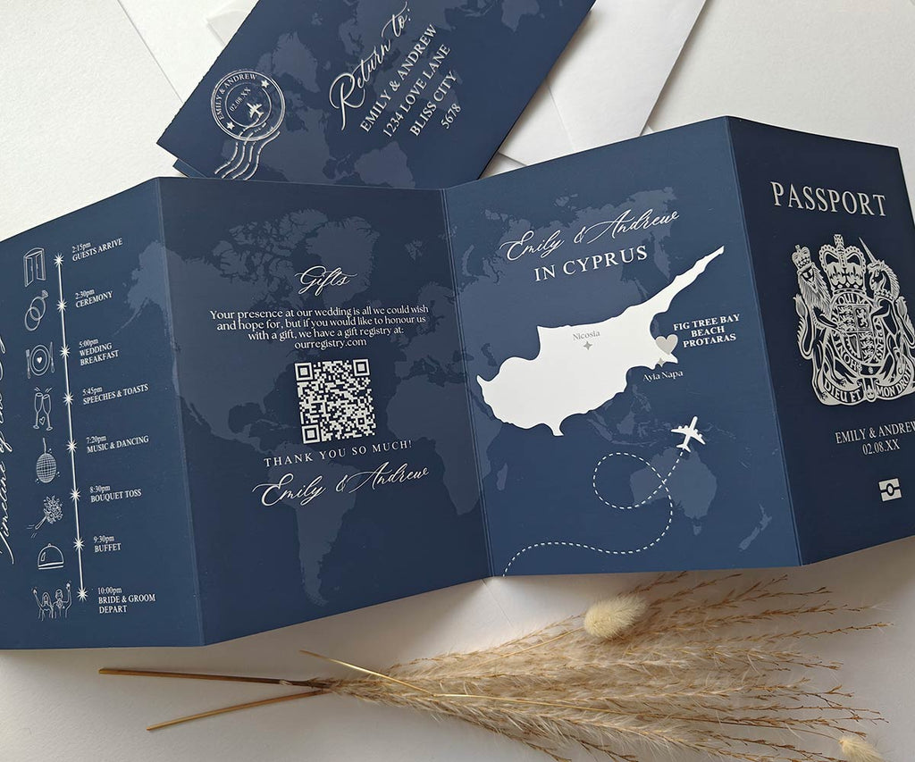 French Navy Wedding Invitations