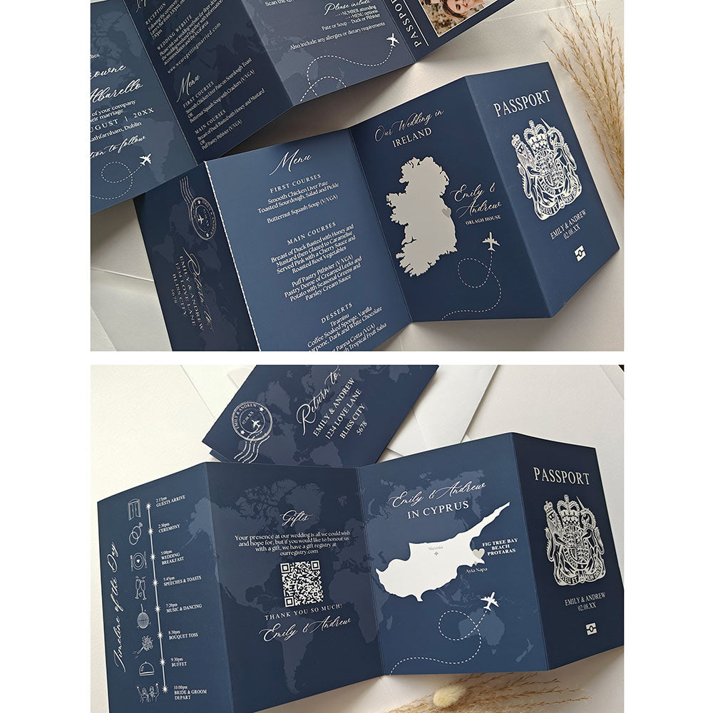 French Navy Wedding Invitations
