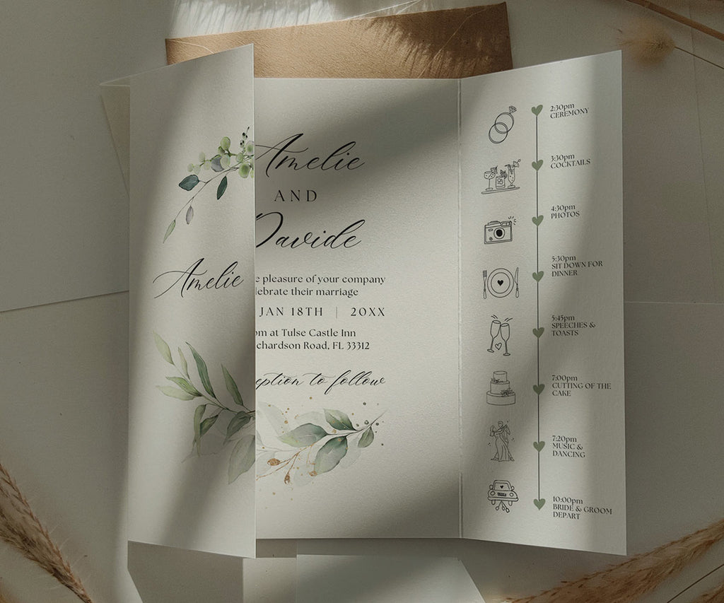 Greenery Elegant Wedding Invitations