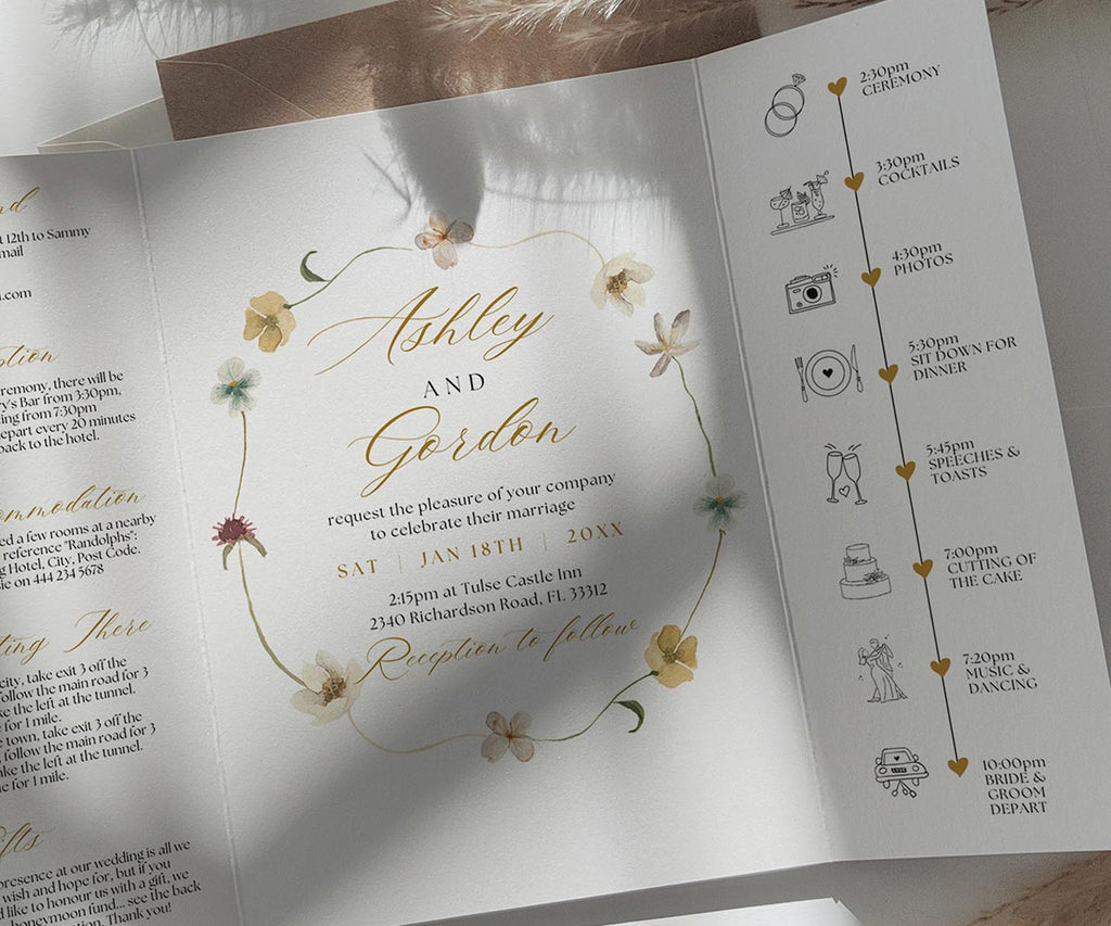 Gatefold wedding invitations with phone invitations