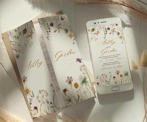 Gatefold wedding invitations with phone invitations