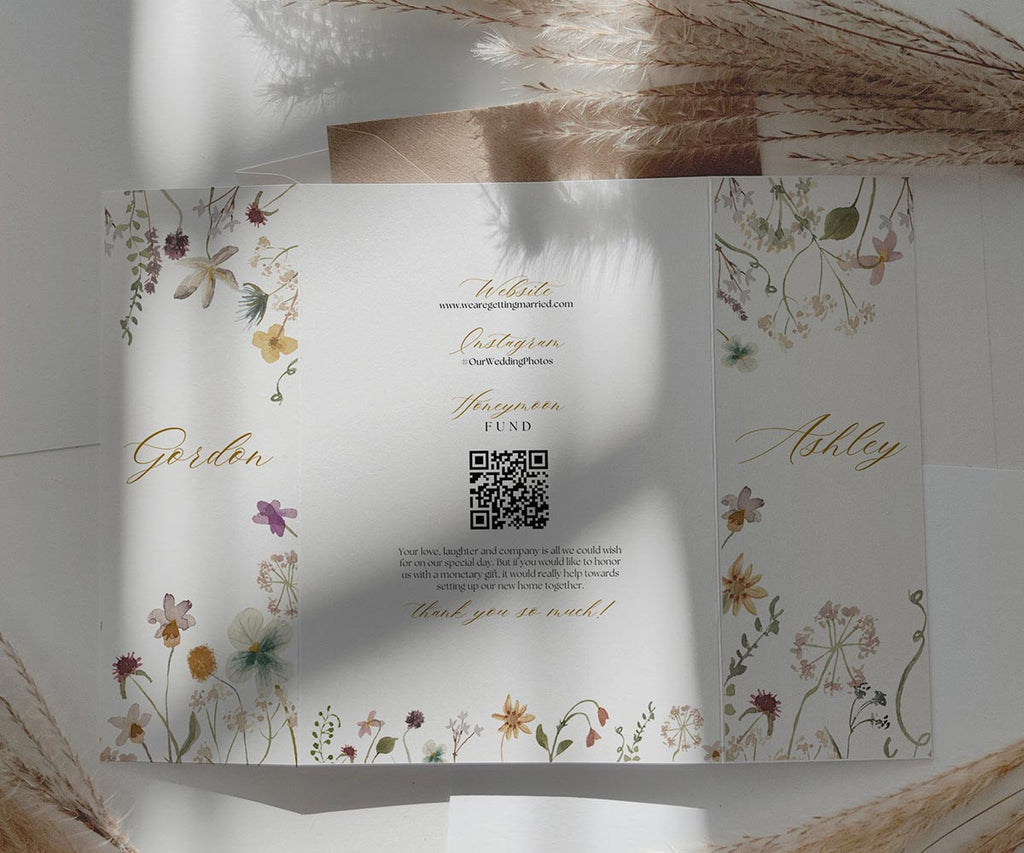 Flower Gatefold wedding invitations 