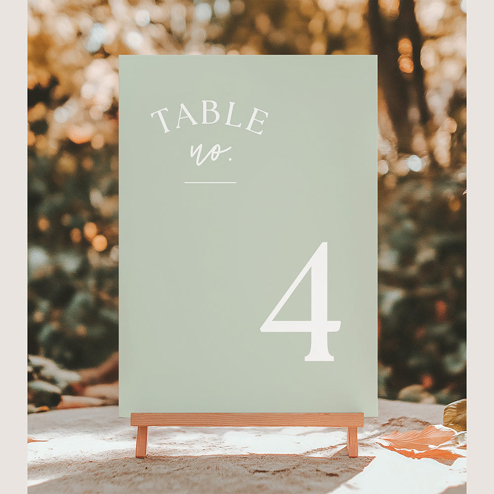 Light Sage Wedding Table Numbers