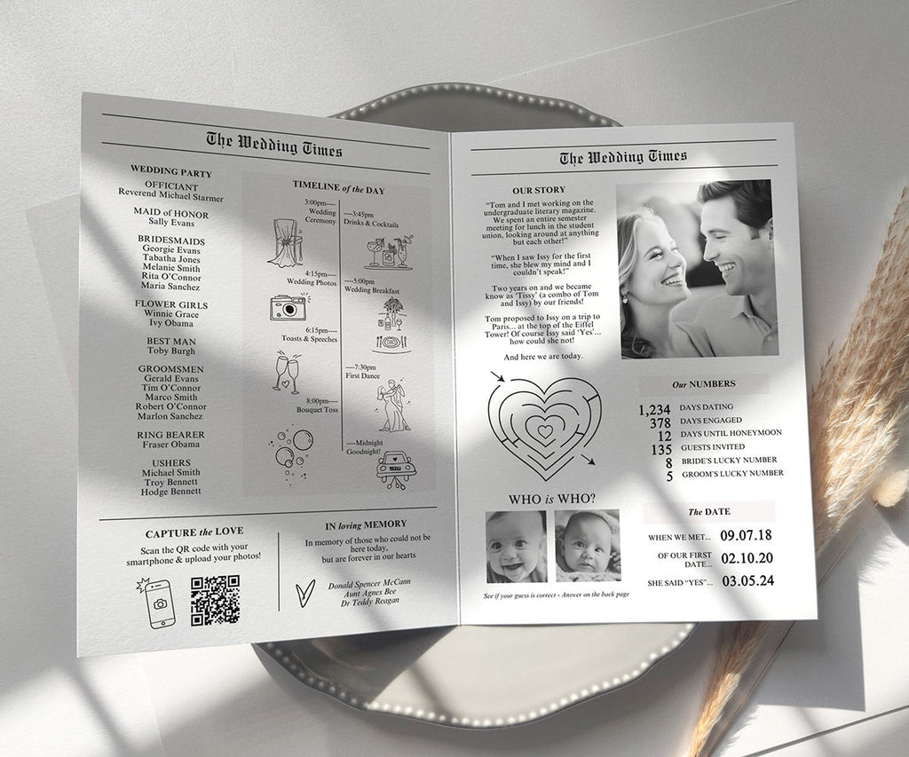 Newspaper Wedding Program