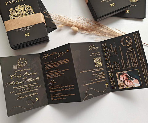 Black Concertina Wedding Invitations