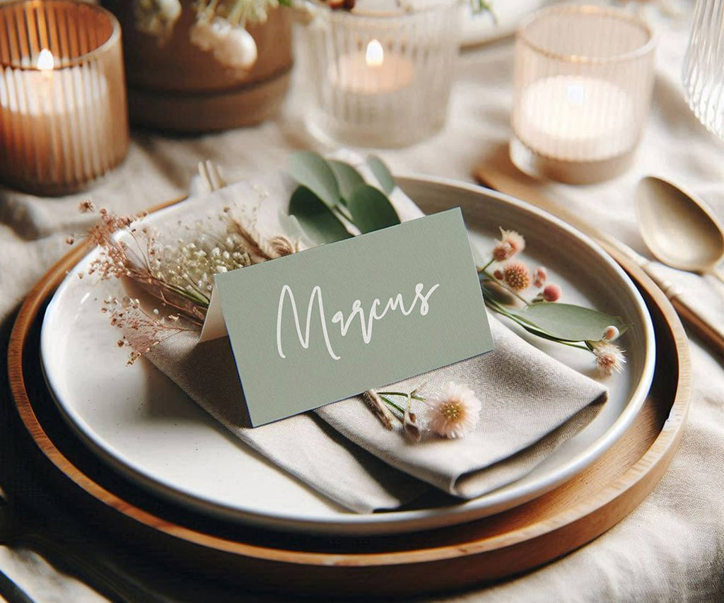 Sage Green Folded Place Cards