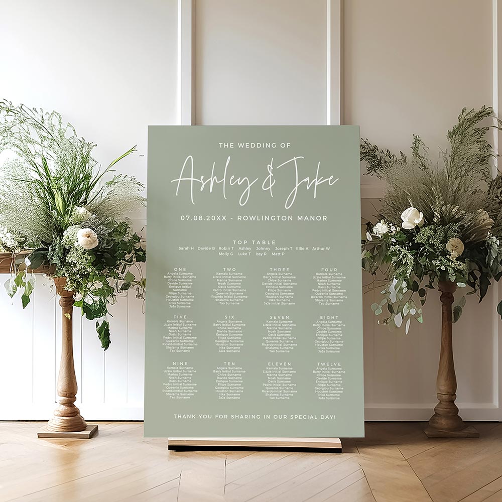 Sage green table plan