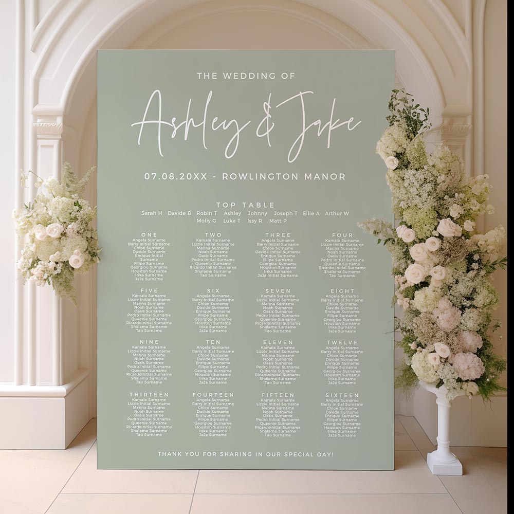 Large sage green table plan