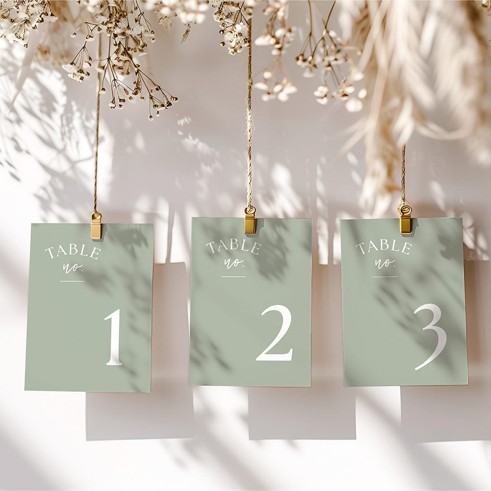 Sage Green Table Numbers