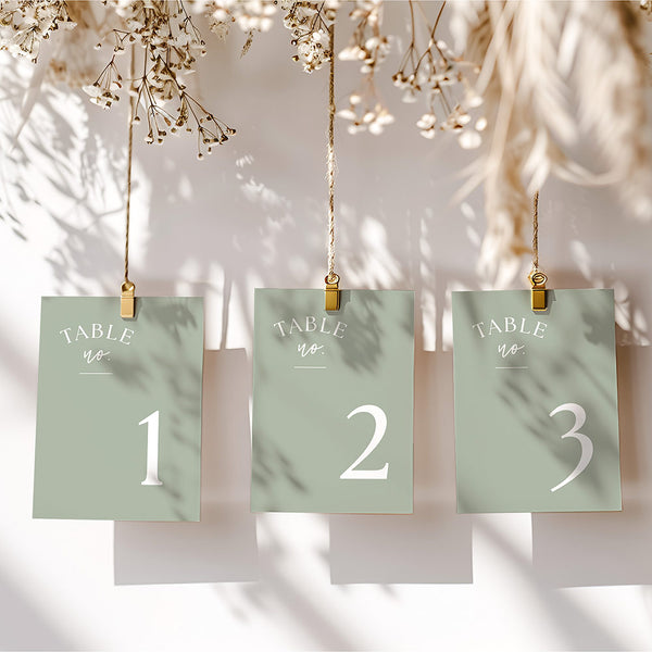Sage Green Table Numbers