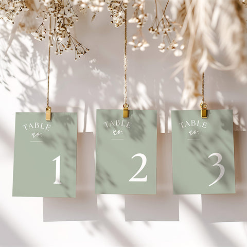Sage Green Table Numbers