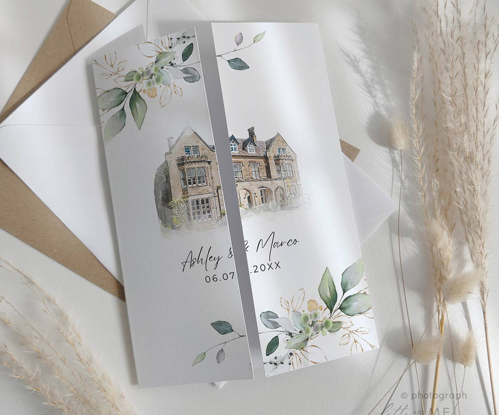 Watercolour Venue Sketch Invitations