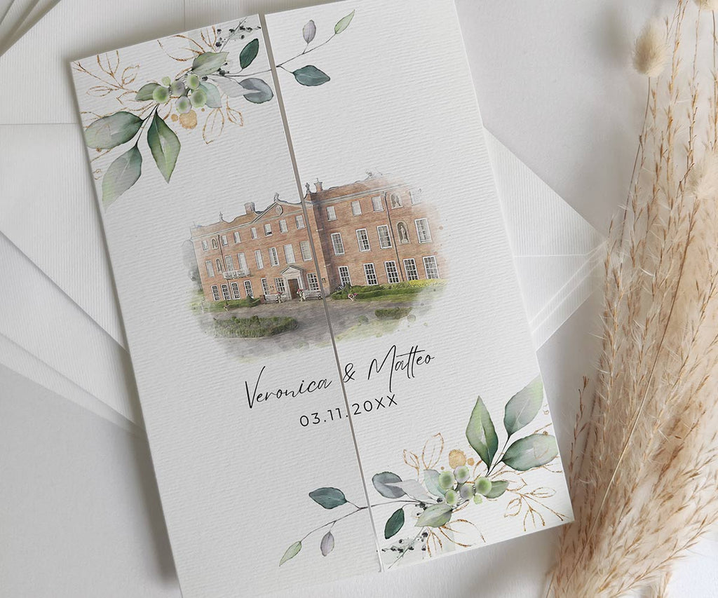 Wedding Venue Sketch Invitations