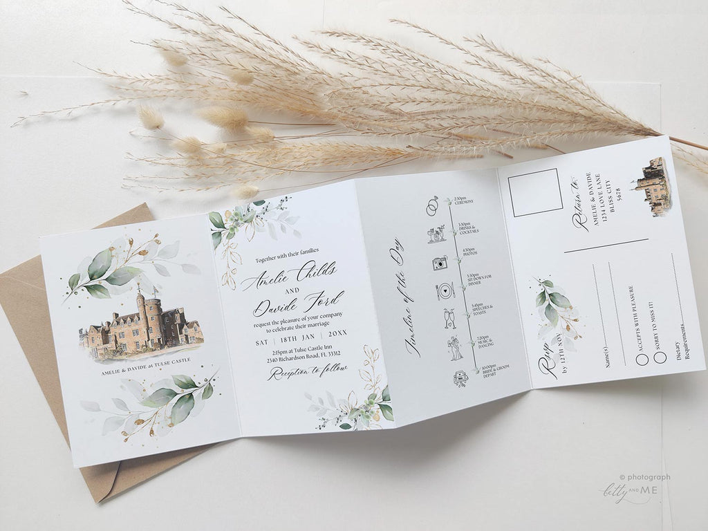 Wedding Venue Sketch Invitations