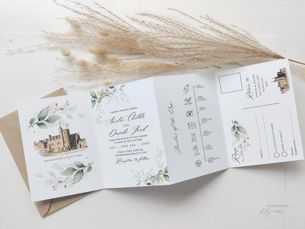 Wedding Venue Sketch Invitations