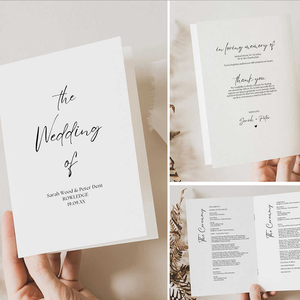 Folded Wedding Program Order of Service