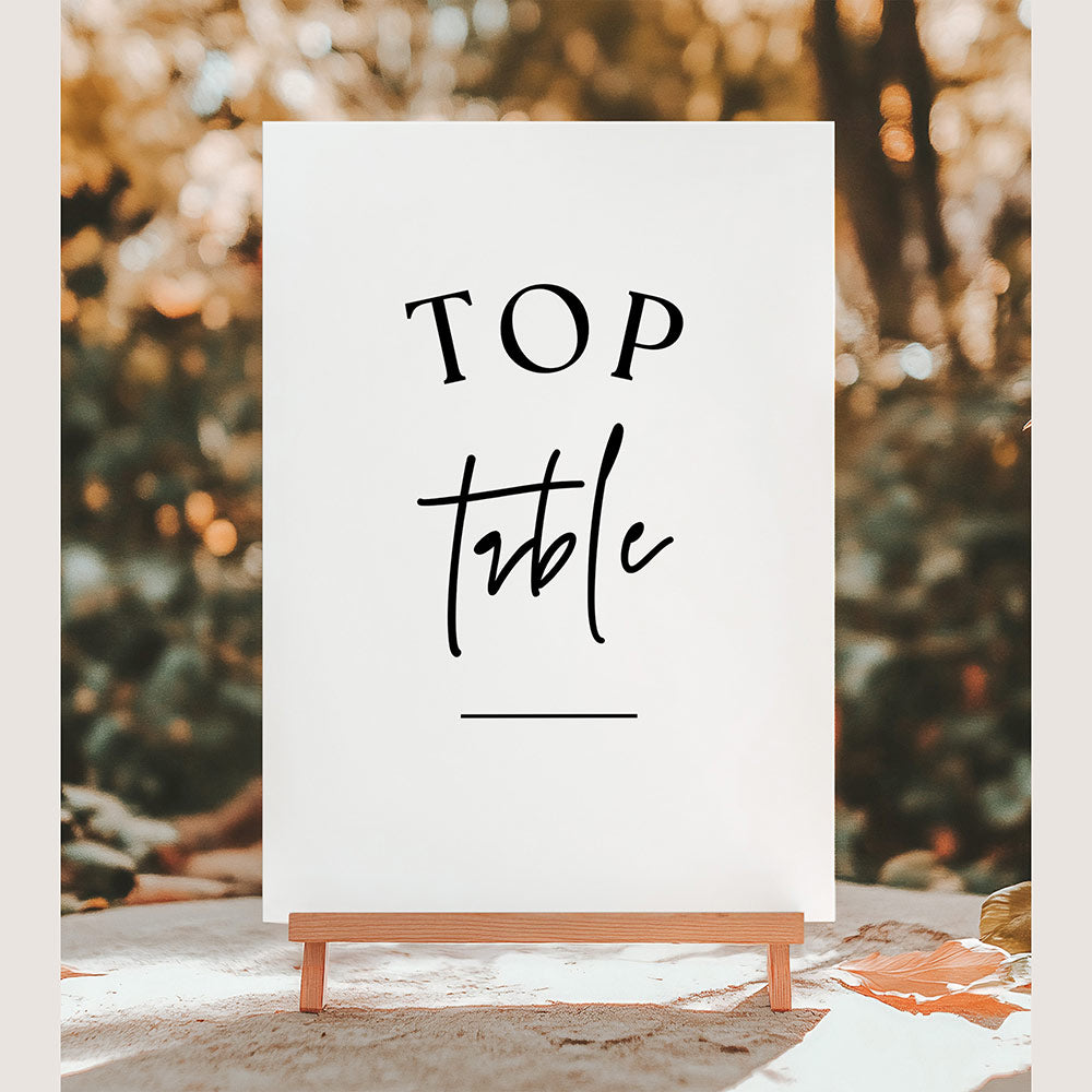 White Top Table Card