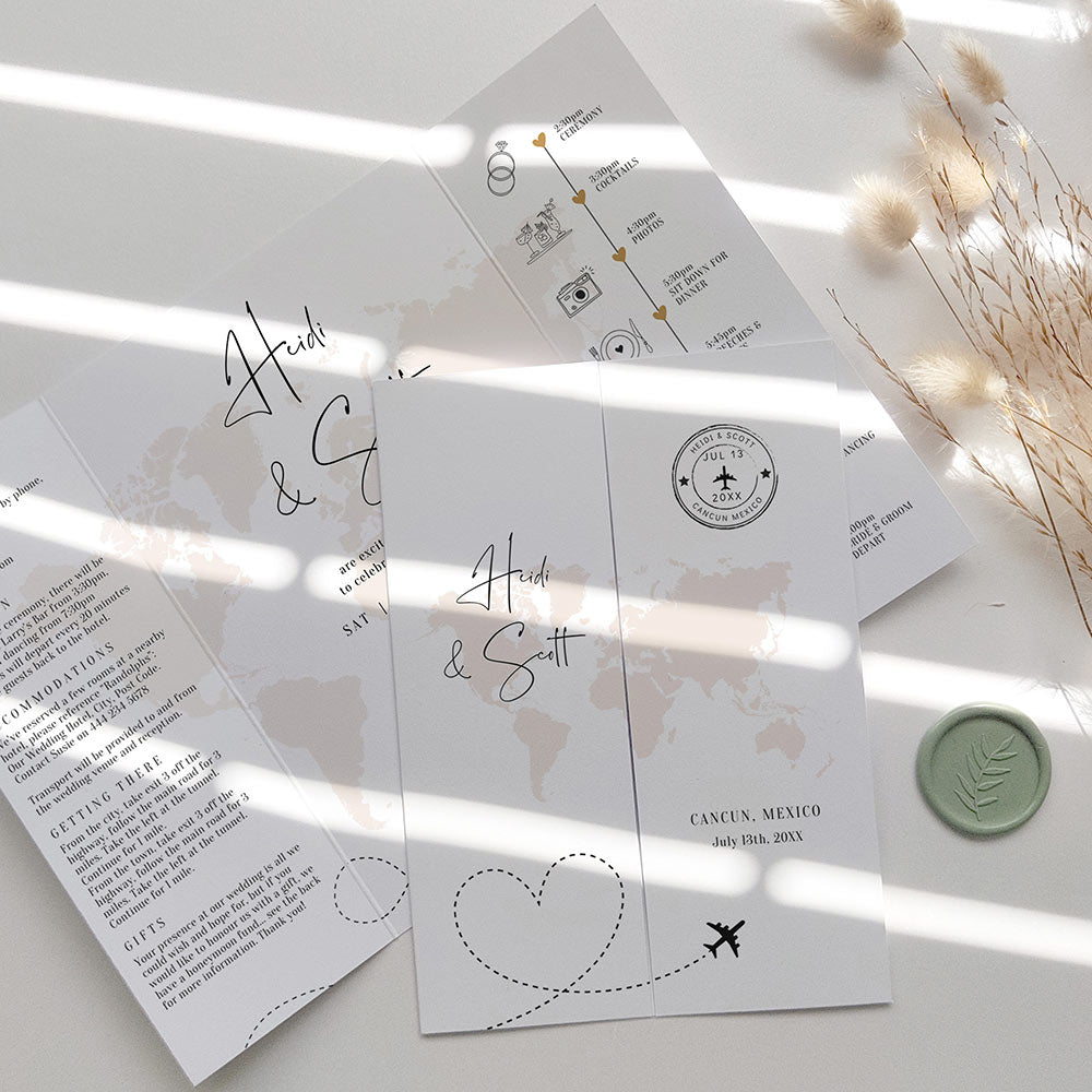 Travel Inspired Gatefold Wedding Invitations