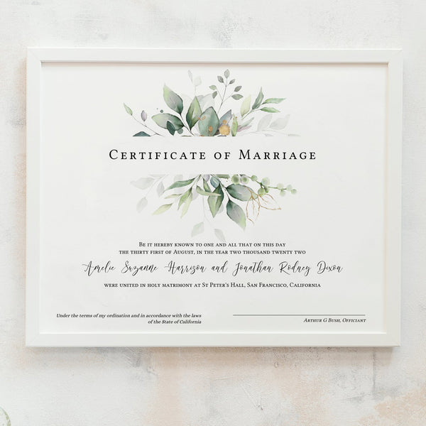 Certificate of Marriage Template